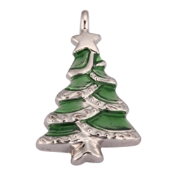 5 x Beautiful Christmas Tree 20x15mm Green Enamel  #MCZ1035