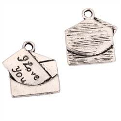 20 x Love Letter Charms 15mm Antique Silver Tone  #MCZ1075