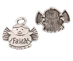 20 x Faith Angel Charms 25x19mm Antique Silver Tone  #MCZ1080