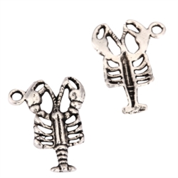 20 x King Shrimp Charms 22x16mm Antique Silver Tone  #MCZ1088