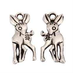 20 x Bambi Baby Deer Charms 20x7mm Antique Silver Tone  #MCZ1089