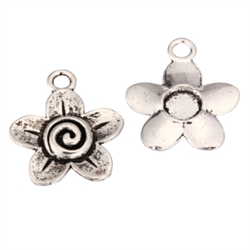 20 x Cute Flower Charms 20mm Antique Silver Tone  #MCZ1092