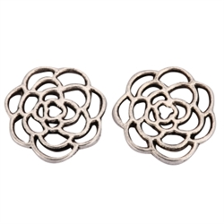 20 x Beautiful Flower Charms 16mm Antique Silver Tone  #MCZ1097