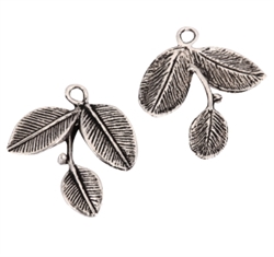 20 x Cute Leaf Charms 25mm Antique Silver Tone  #MCZ1106