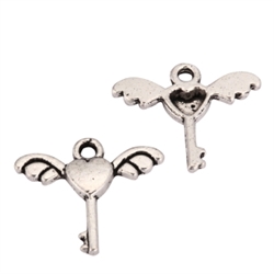 20 x Love Key Charms 17x15mm Antique Silver Tone  #MCZ1119