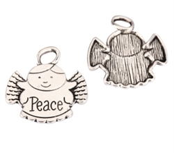 10 x Peace Angel Charms 25x20mm Antique Silver Tone  #MCZ1147