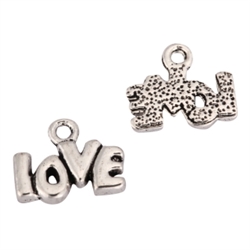 20 x Love Charms 12x6mm Antique Silver Tone  #MCZ1159