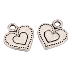 20 Heart Love Charms 12x10mm Antique Silver Tone  #MCZ1164