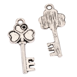 20 x Love Key Charms 25x12mm Antique Silver Tone  #MCZ1177