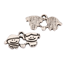 20 x Loving Couple Charms 20x10mm Antique Silver Tone  #MCZ1178