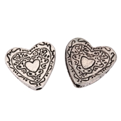 20 x Artistic Heart Love Charms 23mm Antique Silver Tone  #MCZ1196