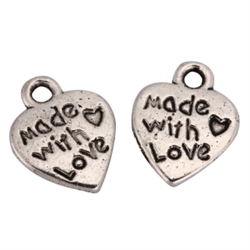 20 x Made with Love Charms 10mm Antique Silver Tone  #MCZ1212