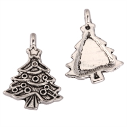 20 x Christmas Tree Charms 20x17mm Antique Silver Tone  #MCZ1214