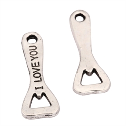 20 x I Love You Bottle Opener Charms 28x10mm Antique Silver Tone  #MCZ1215