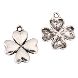 20 x 4-Clove Love Charms 17mm Antique Silver Tone  #MCZ1216