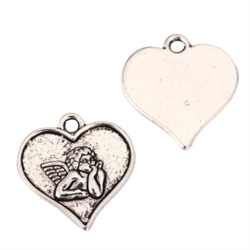 20 x Love Angel Charms 18mm Antique Silver Tone  #MCZ1217