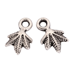 20 x Evergreen Leaf Charms 12x7mm Antique Silver Tone  #MCZ1220