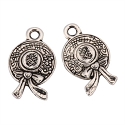 20 x Cute Hat Charms 14x10mm Antique Silver Tone  #MCZ1222