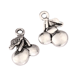 20 x Cherry Charms 15x10mm Antique Silver Tone  #MCZ1243