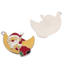 4pcs Santa with Christmas Gift Bag Charms 20mm Enamel Tone  #MCZ1245