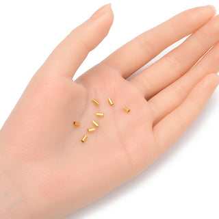 50pcs 925 Sterling Silver Crimp Tubes, Real 18K Yellow Gold Plated, Hole ID 1.5mm, Size Selections: 4x2mm, 5x2mm
