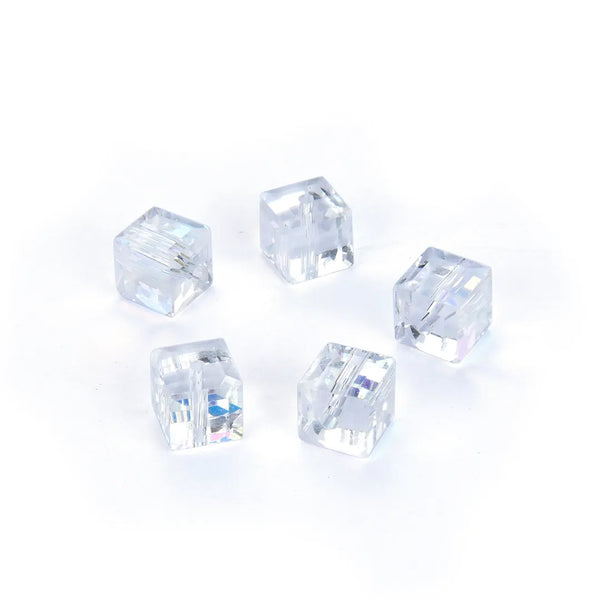 24pcs Adabele Austrian Faceted Cube Crystal Beads #5601, Clear AB, Size Selections: 4mm/6mm/8mm