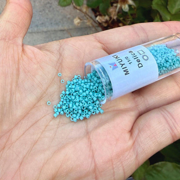 7.5g Miyuki Delica 11/0 Seed Beads Matte Glazed Luster Turquoise Blue DB375