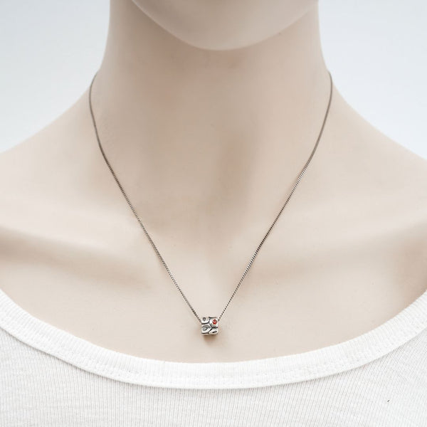 1pc Solid 925 Sterling Silver Siam Bead Charm Cubic Zirconia CZ, Compatible with Pandora All Other Charm Bracelet, EC6