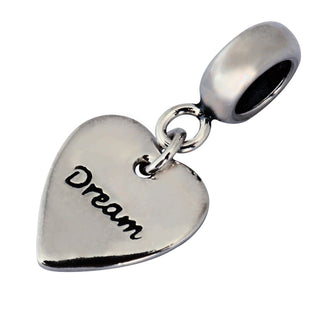 Solid 925 Sterling Silver I Have Dreams Charm Dangle Heart Charm