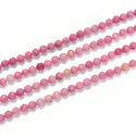 Natural Pink Rhodochrosite Gemstone Tiny Small Faceted Round Beads, 3mm, Hole ID 0.6mm, 15 Inch/1 Strand, GK3-13
