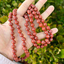 Adabele Premium 108 Mala Bead Tassel Necklace, 8mm Natural Red River Jasper Gemstone, Buddhist Japa Prayer Beaded Jewelry Mala Purple Tassel RGN10