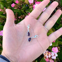 2pcs Clip On Dangle February Purple Birthstone Charm Drops, Tarnish Resistant, Sterling Silver Plated Lobster Clasp, BL7-2