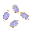 10pcs Grade A June Alexandrite Purple Birthstone Rectangle Radiant Cut Links, 18K Yellow Gold Plated Brass, 14mm, CCP12-G6
