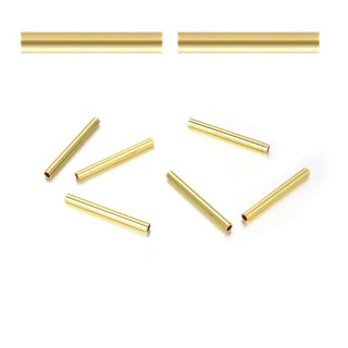 100pcs Tarnish Resistant Straight Tubes, 18K Yellow Gold Plated Brass, Hole ID 1.2mm, Size Selections: 10x2mm, 20x2mm