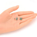 1 Pair 925 Sterling Silver May Birthstone Butterfly Stud Earrings, 10mm, Cubic Zirconia CZ Green Emerald Stone, SSE83-5