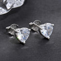 1 Pair 925 Sterling Silver April Love Heart Birthstone Stud Earrings, 6mm/0.84 Carat Cubic Zirconia CZ Created Clear Diamond Stone, SSE79-4