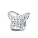 Solid 925 Sterling Silver Butterfly Cubic Zirconia Charm Transformation Bead, Compatible with...