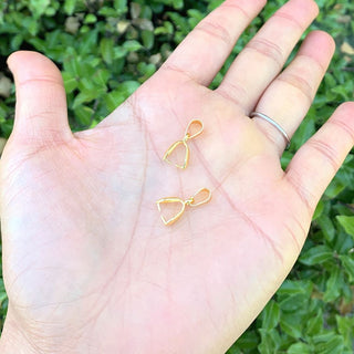 50pcs Pendant Clasp Pinch Bail Clip, 18K Yellow Gold Plated Brass, Size Selections: 15mm/18mm/20mm