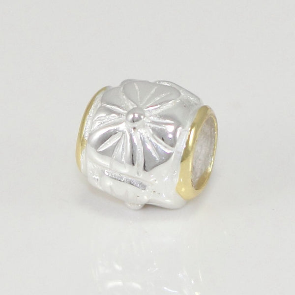 1pc Cute Solid 925 Sterling Silver Flower Bead Charm, Compatible with Pandora All Other Charm Bracelet, EC88