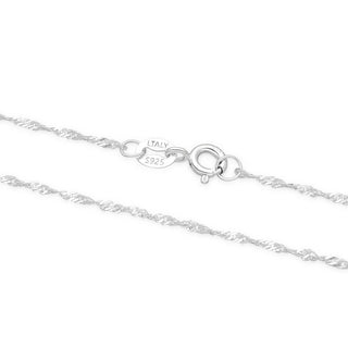 1pc 925 Sterling Silver Singapore Link Chain Necklace, 1.2mm, Length Selections: 18 inch/20 inch/22 inch