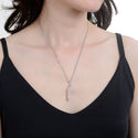 1pc Natural Pink Rose Quartz Gemstone Pendant Necklace, 18 Inch Surgical Stainless Steel Chain, GGP-E6