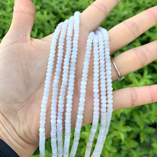 Natural White Alabaster Quartz Gemstone Faceted Rondelle Beads, 4x2mm/Small, Hole ID 0.9mm, 14 Inch/1 Strand, GH1R-6
