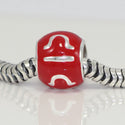 1pc 925 Sterling Silver Libra Zodiac Sign Bead Charm Red Enamel, Compatible with Pandora All Other Charm Bracelets, EC53