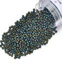 25g Miyuki Rocaille 15/0 Round Seed Beads Metallic Iris Forest Green RR-453
