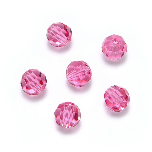 25pcs Preciosa Faceted Round Crystal Beads, Rose (Pink), 6mm, Hole ID 1mm, Pre-2R637
