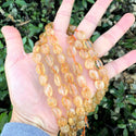 Natural Yellow Citrine Gemstone Oval Tumbled Pebble Beads, Irregular, 8mm to 12mm, Hole ID 1mm, 15 Inch/1 Strand, GZ12-8