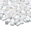 10g Miyuki Full Tila Square Seed Beads 5x5mm, Opaque White Pearl AB (TL471)