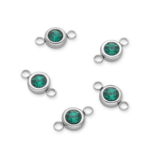10pcs Grade A May Emerald Green Birthstone Links, Stainless Steel, Tarnish Resistant, 6mm, CCP34-5