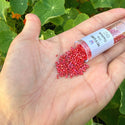 7.5g Miyuki Delica 11/0 Seed Beads, Opaque Rainbow Red Luster DB214