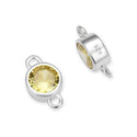 2pcs 925 Sterling Silver 4mm Tiny November Birthstone Links, Tarnish Resistant, Yellow Topaz Cubic Zirconia Gemstone Connector, SXP6-11